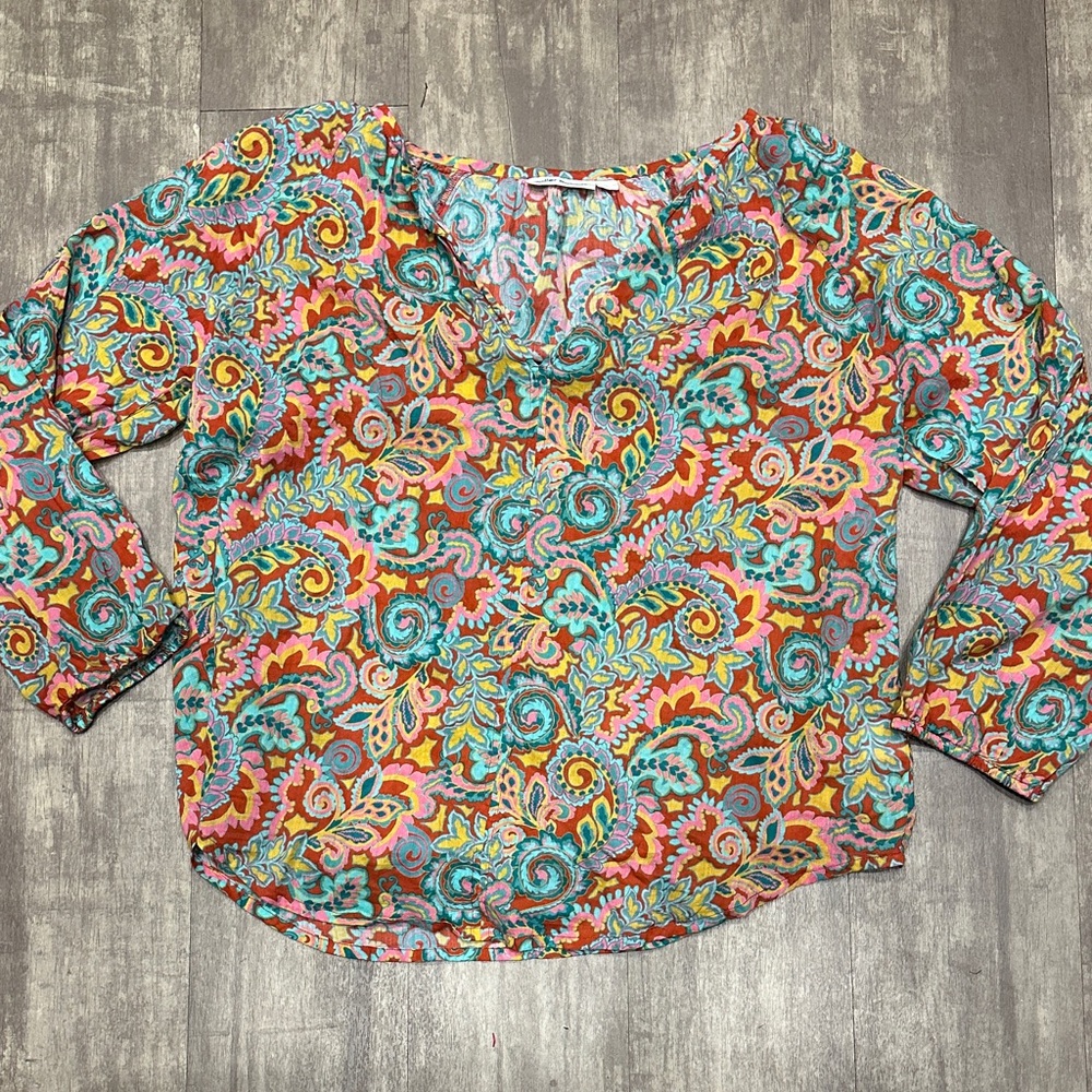 Roller Rabbit Cotton Colorful Paisley Women's Top